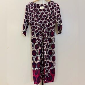 Maeve Women’s Blue & Burgundy Patterned Dress (Size 2)